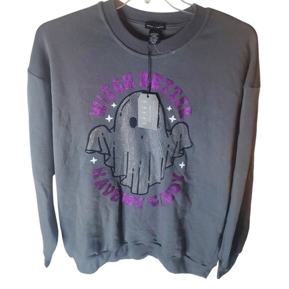 Better/Together Beaded Spooky Ghost Halloween Sweatshirt, NWT, Large - Picture 1 of 5